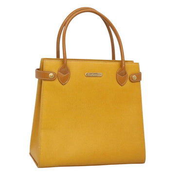 Burberrys Hand Bag Leather Yellow Gold Auth bs26688