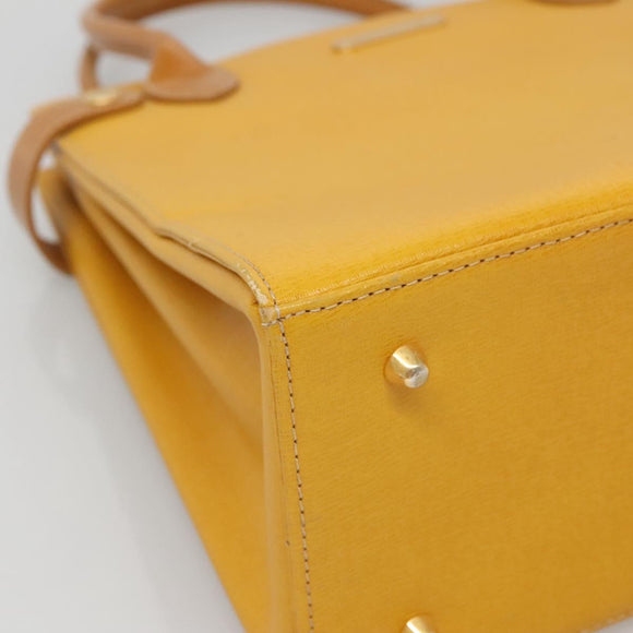 Burberrys Hand Bag Leather Yellow Gold Auth bs26688