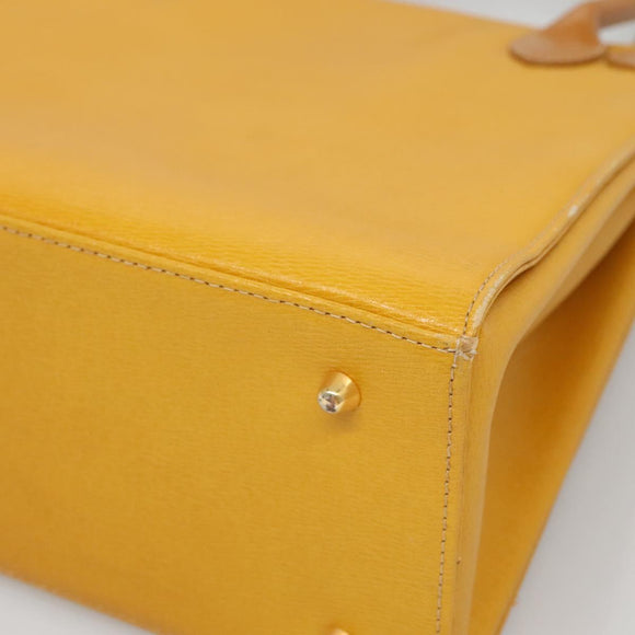 Burberrys Hand Bag Leather Yellow Gold Auth bs26688