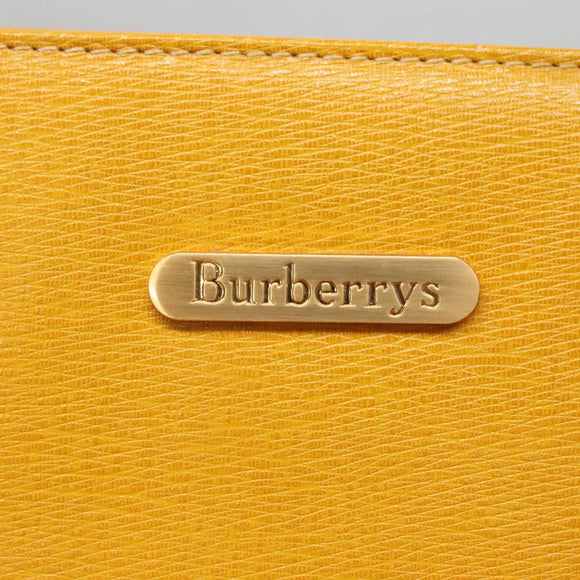 Burberrys Hand Bag Leather Yellow Gold Auth bs26688