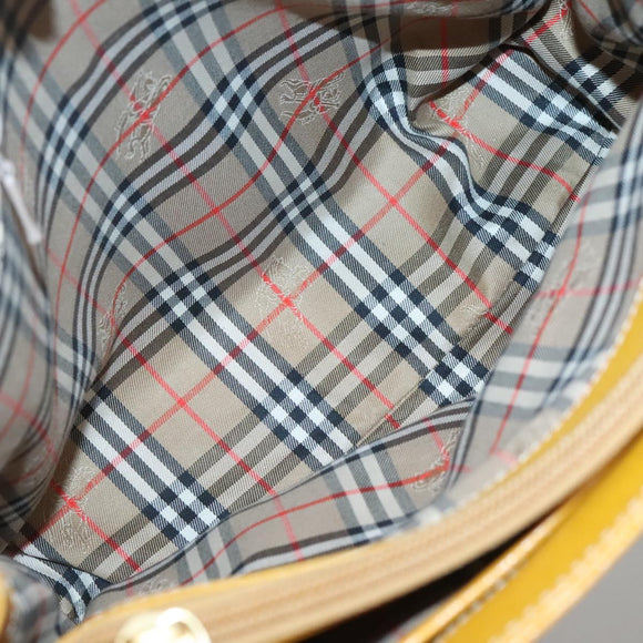 Burberrys Hand Bag Leather Yellow Gold Auth bs26688