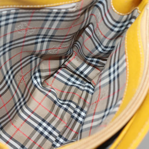 Burberrys Hand Bag Leather Yellow Gold Auth bs26688