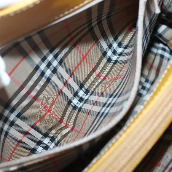 Burberrys Hand Bag Leather Yellow Gold Auth bs26688