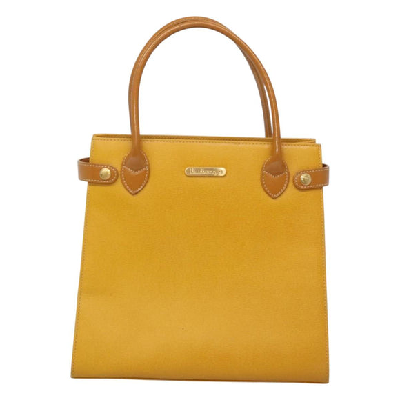 Burberrys Hand Bag Leather Yellow Gold Auth bs26688