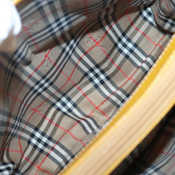 Burberrys Hand Bag Leather Yellow Gold Auth bs26688