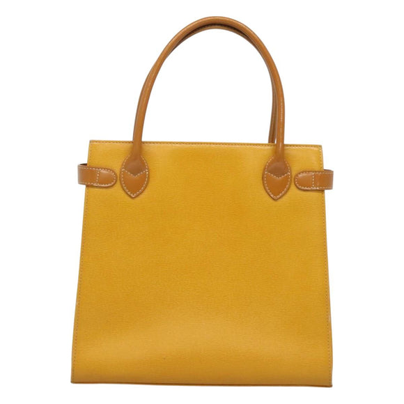 Burberrys Hand Bag Leather Yellow Gold Auth bs26688