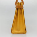 Burberrys Hand Bag Leather Yellow Gold Auth bs26688-4