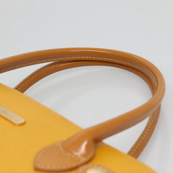 Burberrys Hand Bag Leather Yellow Gold Auth bs26688