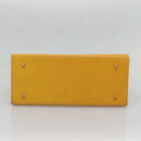 Burberrys Hand Bag Leather Yellow Gold Auth bs26688-5