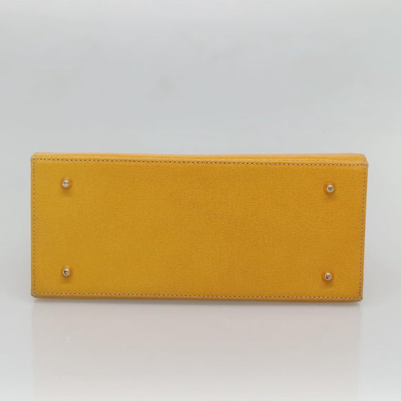 Burberrys Hand Bag Leather Yellow Gold Auth bs26688