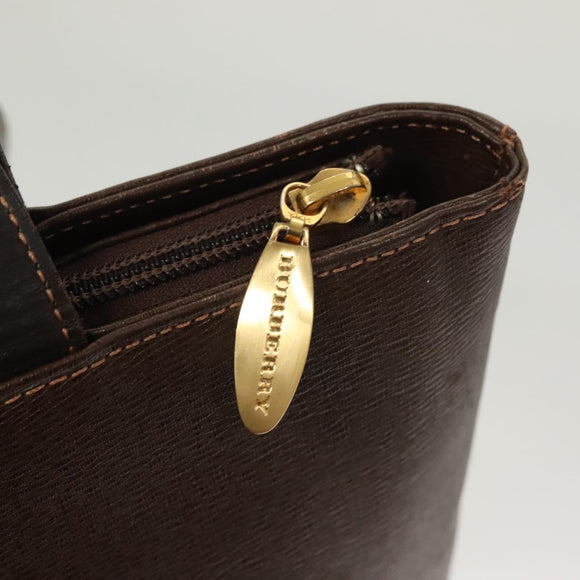 BURBERRY Tote Bag Leather Brown Gold Auth bs26689