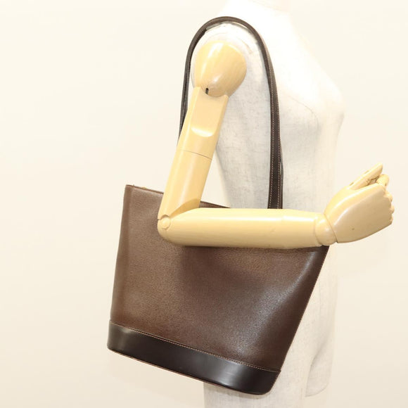 BURBERRY Tote Bag Leather Brown Gold Auth bs26689