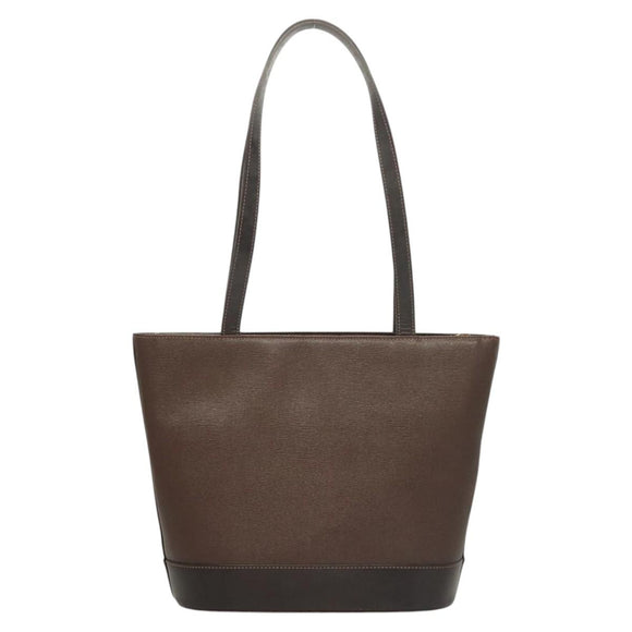 BURBERRY Tote Bag Leather Brown Gold Auth bs26689