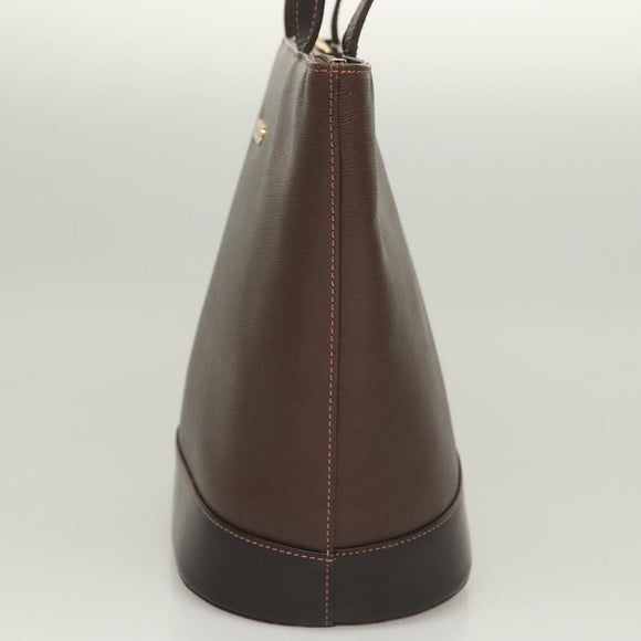 BURBERRY Tote Bag Leather Brown Gold Auth bs26689