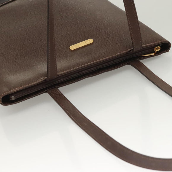 BURBERRY Tote Bag Leather Brown Gold Auth bs26689