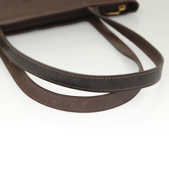 BURBERRY Tote Bag Leather Brown Gold Auth bs26689