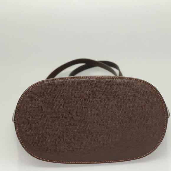 BURBERRY Tote Bag Leather Brown Gold Auth bs26689