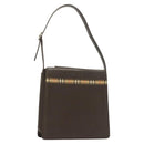 BURBERRY Nova Check Shoulder Bag Leather Brown Silver Auth bs26690-1