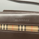 BURBERRY Nova Check Shoulder Bag Leather Brown Silver Auth bs26690-17