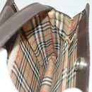 BURBERRY Nova Check Shoulder Bag Leather Brown Silver Auth bs26690-18