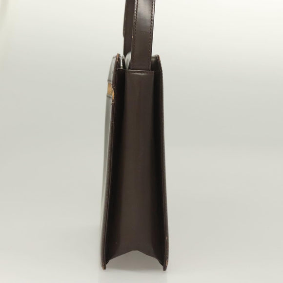 BURBERRY Nova Check Shoulder Bag Leather Brown Silver Auth bs26690