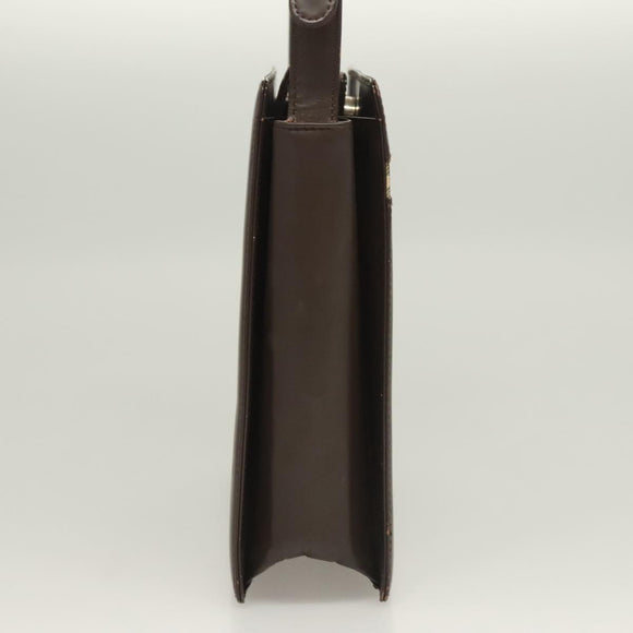 BURBERRY Nova Check Shoulder Bag Leather Brown Silver Auth bs26690