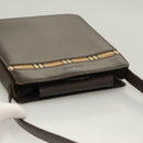 BURBERRY Nova Check Shoulder Bag Leather Brown Silver Auth bs26690-6