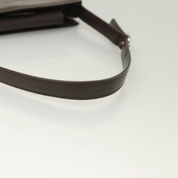 BURBERRY Nova Check Shoulder Bag Leather Brown Silver Auth bs26690