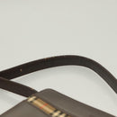 BURBERRY Nova Check Shoulder Bag Leather Brown Silver Auth bs26690-8