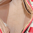 BURBERRY Nova Check Hand Bag Canvas Leather Red Gold Auth bs26691-11