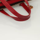 BURBERRY Nova Check Hand Bag Canvas Leather Red Gold Auth bs26691-7