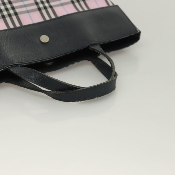BURBERRY Nova Check Hand Bag Nylon Pink Silver Auth bs26692