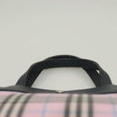 BURBERRY Nova Check Hand Bag Nylon Pink Silver Auth bs26692-18