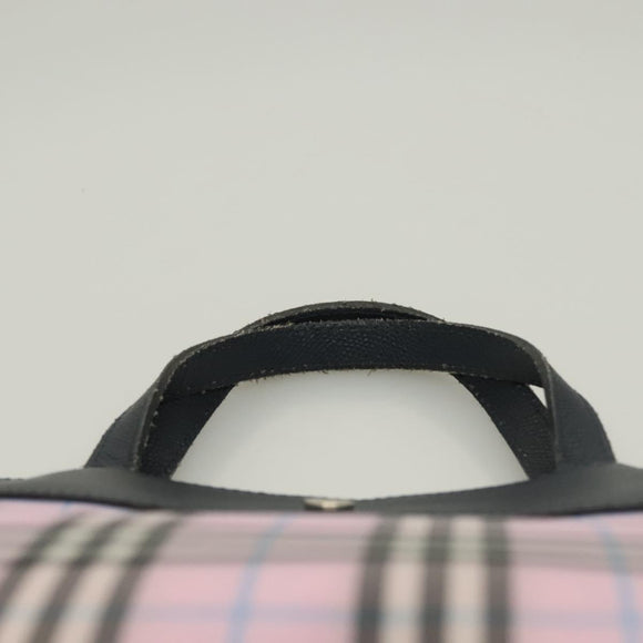 BURBERRY Nova Check Hand Bag Nylon Pink Silver Auth bs26692