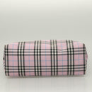 BURBERRY Nova Check Hand Bag Nylon Pink Silver Auth bs26692-5