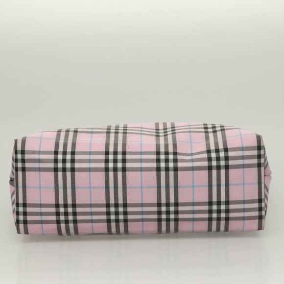 BURBERRY Nova Check Hand Bag Nylon Pink Silver Auth bs26692