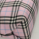 BURBERRY Nova Check Hand Bag Nylon Pink Silver Auth bs26692-20
