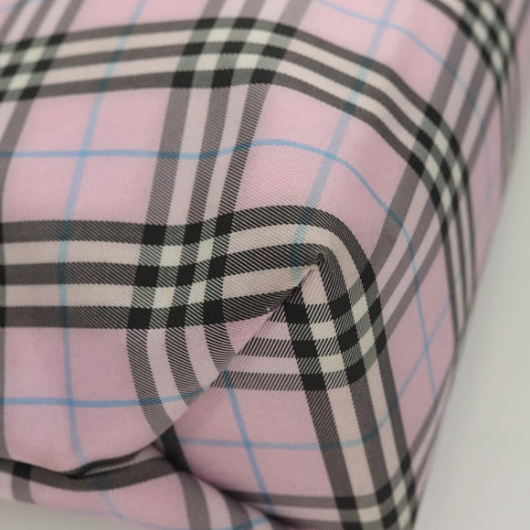 BURBERRY Nova Check Hand Bag Nylon Pink Silver Auth bs26692