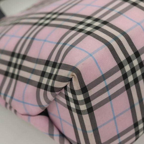 BURBERRY Nova Check Hand Bag Nylon Pink Silver Auth bs26692