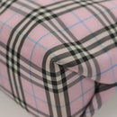 BURBERRY Nova Check Hand Bag Nylon Pink Silver Auth bs26692-25