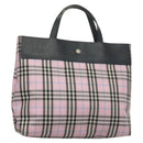 BURBERRY Nova Check Hand Bag Nylon Pink Silver Auth bs26692-13