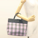 BURBERRY Nova Check Hand Bag Nylon Pink Silver Auth bs26692-30