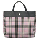 BURBERRY Nova Check Hand Bag Nylon Pink Silver Auth bs26692-14