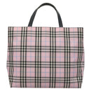 BURBERRY Nova Check Hand Bag Nylon Pink Silver Auth bs26692-2