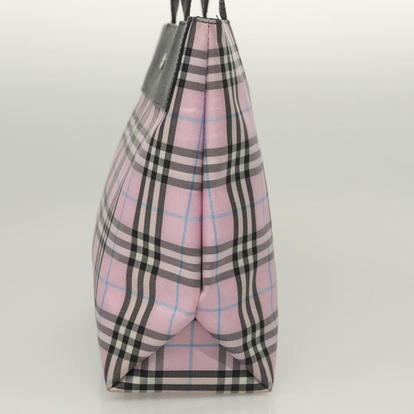 BURBERRY Nova Check Hand Bag Nylon Pink Silver Auth bs26692