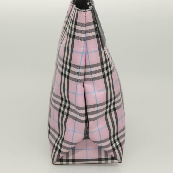 BURBERRY Nova Check Hand Bag Nylon Pink Silver Auth bs26692