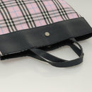 BURBERRY Nova Check Hand Bag Nylon Pink Silver Auth bs26692-6