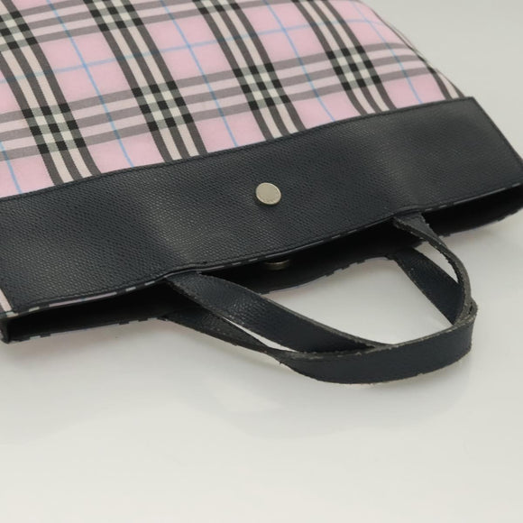 BURBERRY Nova Check Hand Bag Nylon Pink Silver Auth bs26692