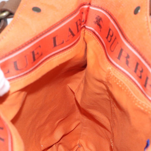 BURBERRY Blue Label Boston Bag Canvas Leather Orange Auth bs26695