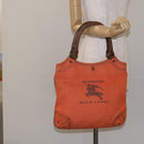 BURBERRY Blue Label Boston Bag Canvas Leather Orange Auth bs26695-19